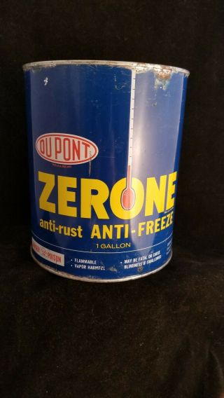 Vintage Petroliana Dupont Zerone Anti Freeze Can 1 Gallon 1960s