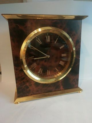 Vintage Loopings Electronic Swiss Made Mantel Brass Clock (773) 2.  1kg 6 1/2 " H