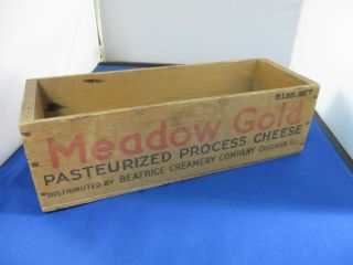 Vintage Wooden Meadow Gold Process Cheese Box 5 Lbs.  Beatrice Creamey Chicago