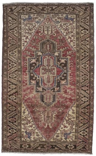 Semi Antique Geometric 5x8 Vintage Heriz Rug Oriental Home Decor Carpet