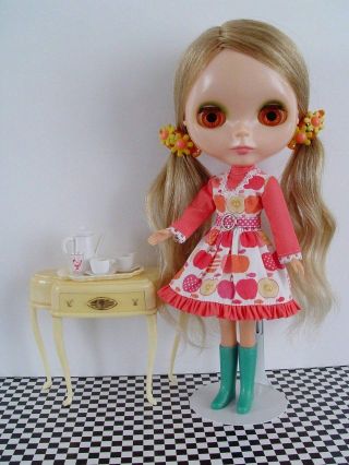 Blythe Doll Vintage Kenner And Neo Handmade Apple Print Dress