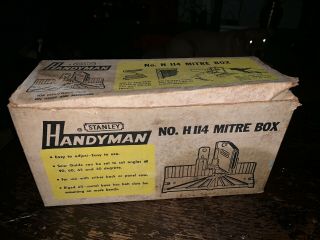 Vintage Stanley Handyman Mitre Box Model H - 114 Usa Made Quality W/original Box