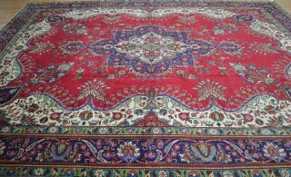 10 X 13 Semi Antique Azerbaijani Handmade Wool Area Rug Oriental Vase Carpet