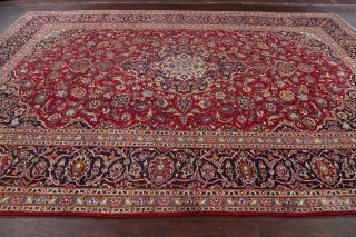 9x12 Vintage Traditional Floral Red Area Rug Hand - Knotted Oriental Wool Carpet