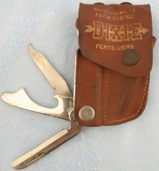 Vintage Dixie Fertilizers Bern,  Nc Advertising Multi - Tool In Leather Case