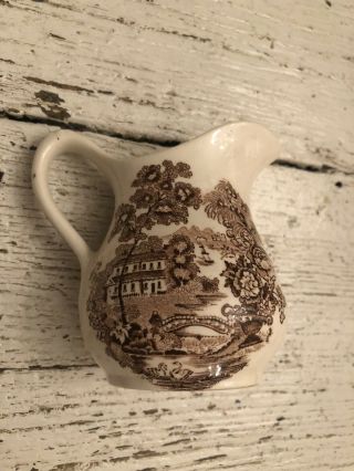 Vintage Antique Old Brown & White Transferware Transfer Ware England Marked