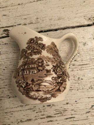 Vintage Antique Old Brown & White Transferware Transfer Ware England Marked 3