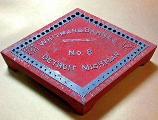Vintage Whitman & Barnes No.  8 Cast Drill Bit Holder Stand Detroit 1 To 60