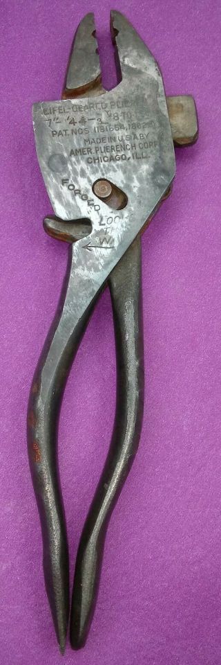 Old Antique Vintage Eifel Flash 7 " /4/3 Patent Adjustable Wrench Tool Pliers