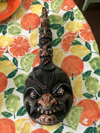 Disney Epcot China Hand Carved / Painted Wood Mask Ghost Spirit Tao Tie Glutton