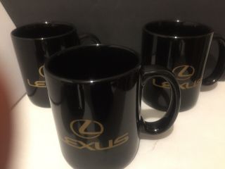 Lexus Coffee Cup Mugs Black Ceramic With Gold Logo Vintage Set Of 5