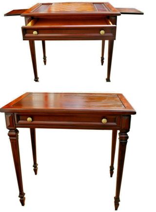 Vintage Flip - Top Inlay Medici Game Table W/ Drawer By Brandt Furniture