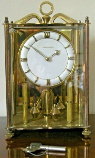 Large Vintage Brass Koma Glass Sided Anniversary Clock - W.  Germany