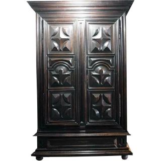 Large Antique French Louis Xiii Walnut Chateau De Theobon Armoire