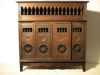 Large Breton Quimper French Antique doll furniture closed bed/Armoire,  Trunk 2