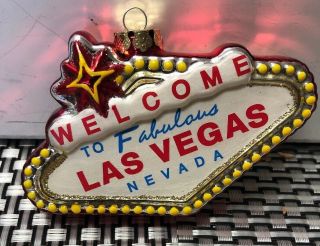 Welcome To Fabulous Las Vegas Nevada Sign Glass Christmas Ornament Mirage 2007