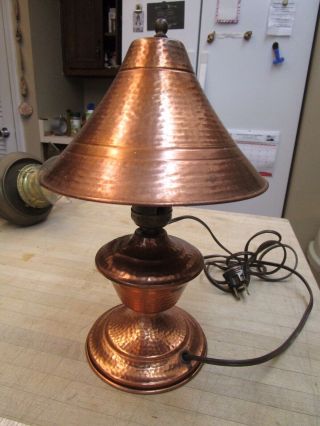 Vintage Hammered Copper Lamp; Hammered Copper Desk Lamp Night Stand Lamp