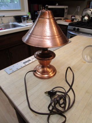 Vintage Hammered Copper Lamp; Hammered Copper Desk Lamp Night Stand Lamp 2