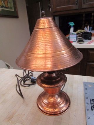 Vintage Hammered Copper Lamp; Hammered Copper Desk Lamp Night Stand Lamp 3