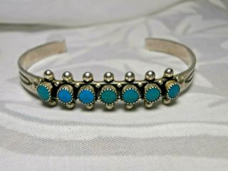 Childs Vintage Sterling Silver & Turquoise Southwestern Cuff Bracelet