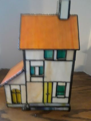Large Vintage Stained Glass House Light Lamp Provencal