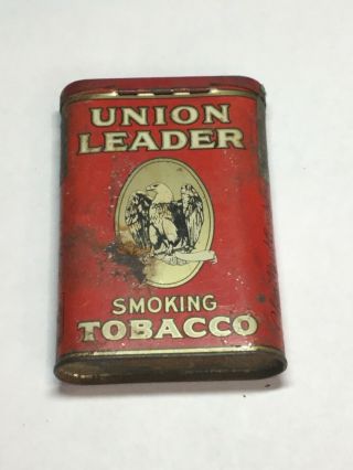 Vintage Union Leader Smoking Tobacco Tin Can 4.  5” Height 2