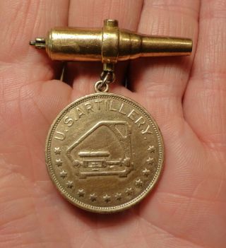 Antique Ww I,  U.  S.  Artillery Medal,  Cannon Barrel Sight,  Named On Back