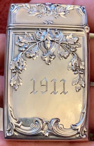 Vintage Pristine 1911 Gorham Repousse Sterling Match Box Safe