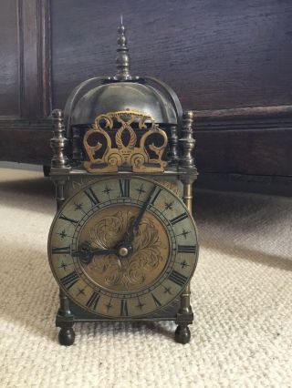 A Good Smiths Brass Cased Lantern Clock With Electric Movement C1950