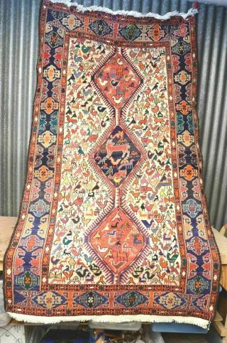 Vintage Handmade Soumak Silk Antique Persian Carpet Turkish Kilim Ru Tribal 6x4