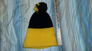 Vintage 70s 80s NFL PITTSBURGH STEELERS Knit Beanie Hat Cap Pom Black Yellow 3