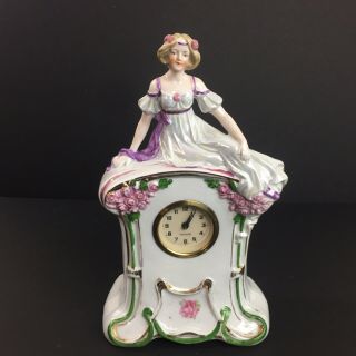 Mercedes Clockworks Figural Porcelain Hand Wind Clock