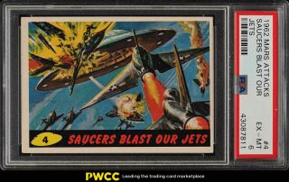 1962 Topps Mars Attacks Saucers Blast Our Jets 4 Psa 6 Exmt (pwcc)