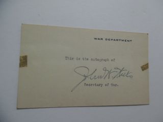John W Weeks Secretary Of War Signed Card Autograph Coolidge & Harding Cabinets