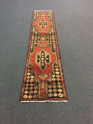 On Great Semi Antique Hand Knotted Persian - Hamadan Rug Geometric Carpet 2x9