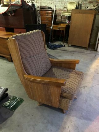 Mid Century Modern Brandt Ranch Oak Swivel Platform Rocking Chair Rocker