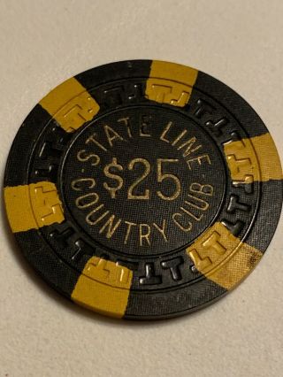 State Line Country Club $25 Casino Chips Lake Tahoe Nevada 3.  99
