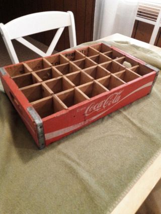 Wood Vintage Coca Cola Coke Case Carrying Crate Soda Pop Wooden - 1970.