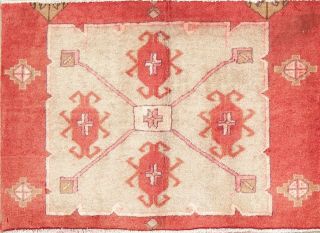 Vintage Geometric Oriental Area Rug Wool Traditional Hand - Knotted All - Over 2x3