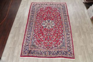 Traditional Floral Oriental Area Rug Wool Hand - Knotted Medallion Red Carpet 7x11 2