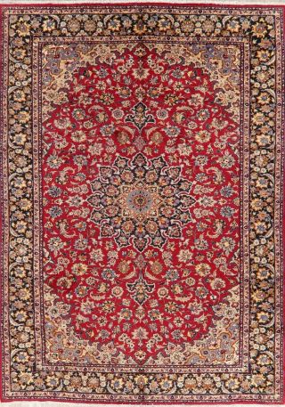 Vintage Traditional Floral Oriental Hand - Knotted Carpet 9 X 13 Rug