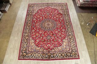 Vintage Traditional Floral Oriental Hand - Knotted Carpet 9 x 13 Rug 2