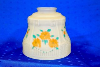 Vintage Bridge Arm Satin Glass Reverse Painted Floral Lamp Shade 2 1/4 " Fitter