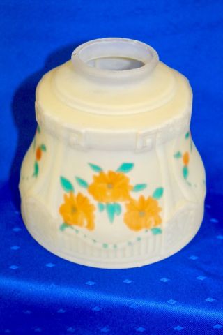 Vintage Bridge Arm Satin Glass Reverse Painted Floral Lamp Shade 2 1/4 