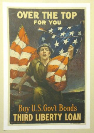 Army Liberty Loan Poster Linen First World War Ww1 Wwi 1918 Riesenberg