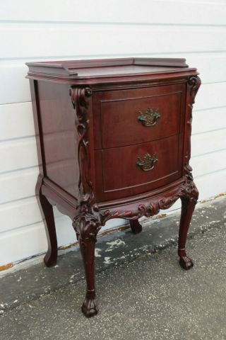 Chinese Chippendale Mahogany Carved Nightstand Side End Table 1014