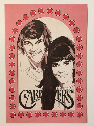 Vintage 70s The Carpenters Del Webb Sahara Tahoe Concert Ad Menu Karen Richard