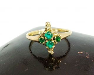 Antique Victorian 10k Yellow Gold 417 Green Stone Emerald? Diamond Ring Sz 6.  25