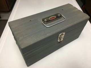 Vintage Dunlap Heavy Duty Metal Tool Box W Tray 14 " X6 " X7 " Crinkle Paint Ribbed