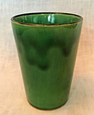 Vintage Japanese Studio Art Pottery Green Glazed Beaker Tumbler Cup